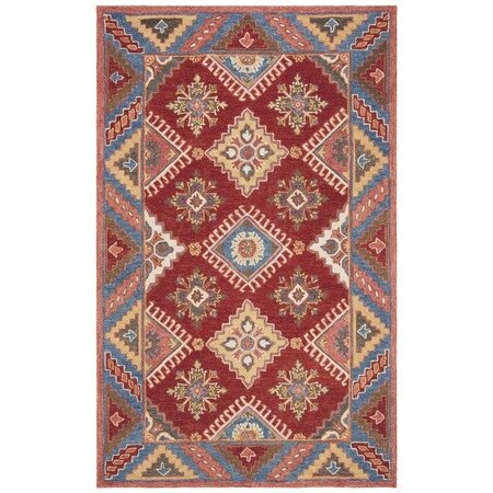 Safavieh Aspen Global Rectangle Hand Knotted RugsRed & Blue 4 x 6 ft. APN803Q-4